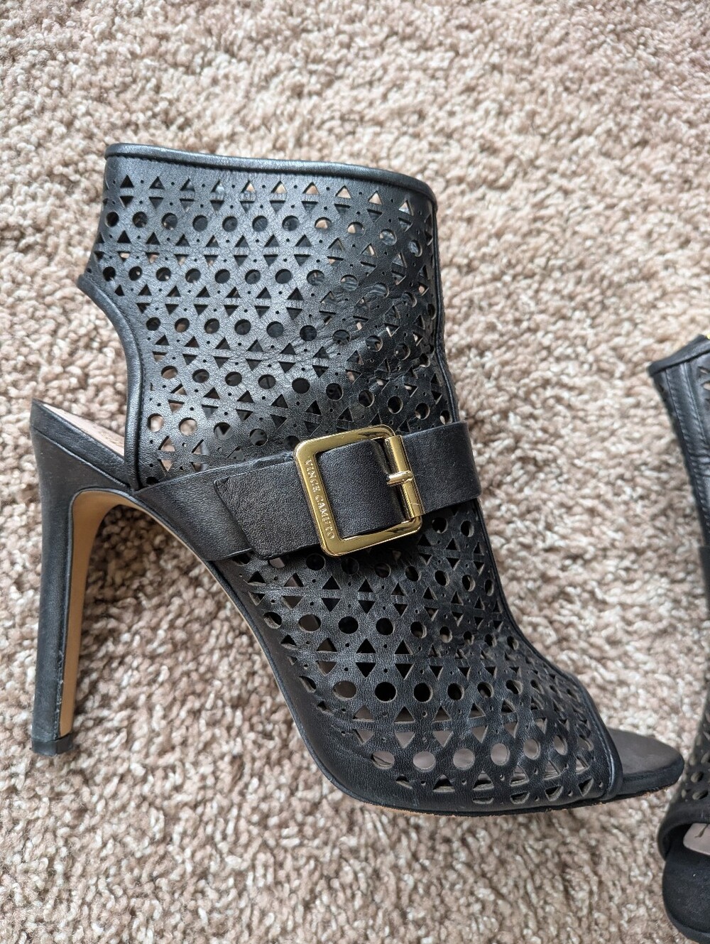 Vince Camuto Black Peep-toe Booties Women's 8.5 - Picture 3 of 15